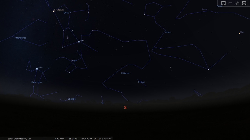 A screenshot from the planetarium software Stellarium.