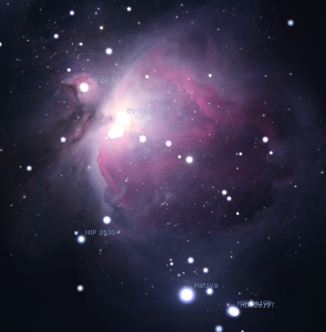 Orion Nebula as simulated in Stellarium.