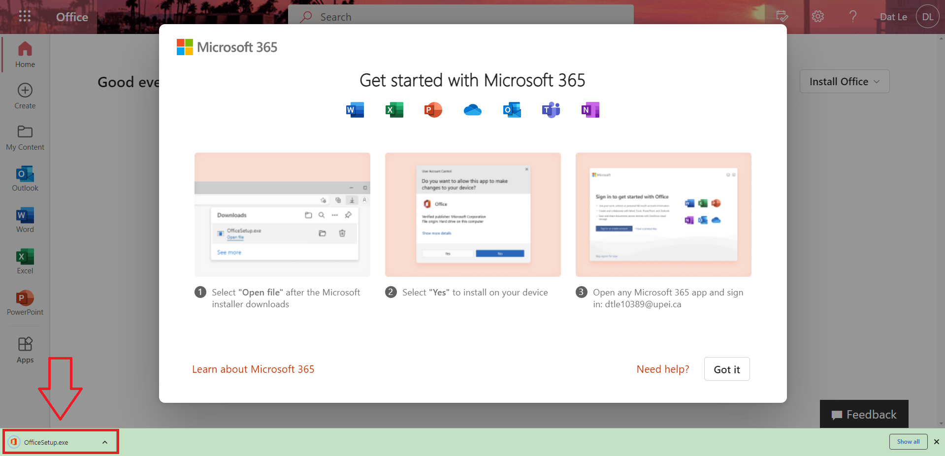 Download and Install Microsoft Office 365 UPEI Engineering Success Centre